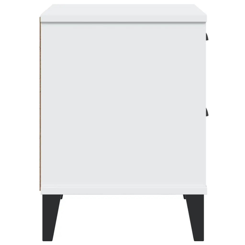 Engineered Wood Nightstand White Storage Cabinet for Bedroom or Living Room