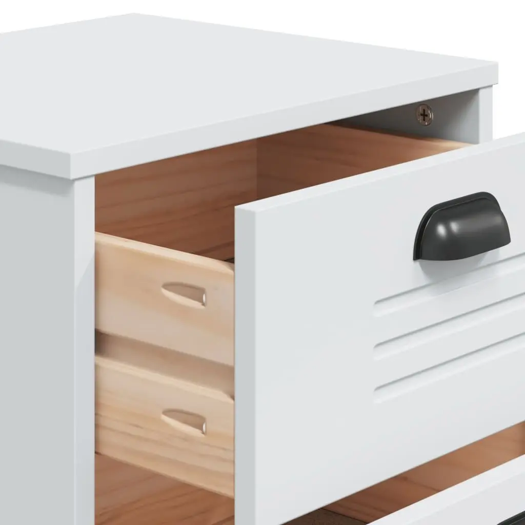 Engineered Wood Nightstand White Storage Cabinet for Bedroom or Living Room