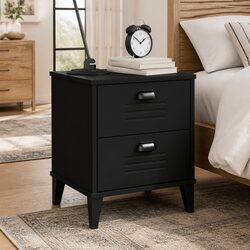 Stylish Black Engineered Wood Bedside Cabinet