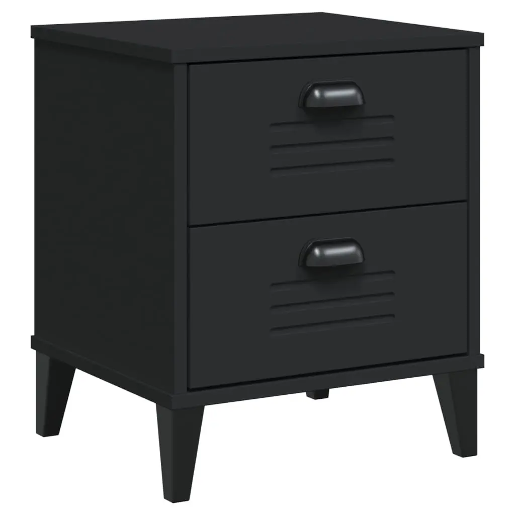 Black Engineered Wood Nightstand Storage Table Bedroom or Living Room Furniture
