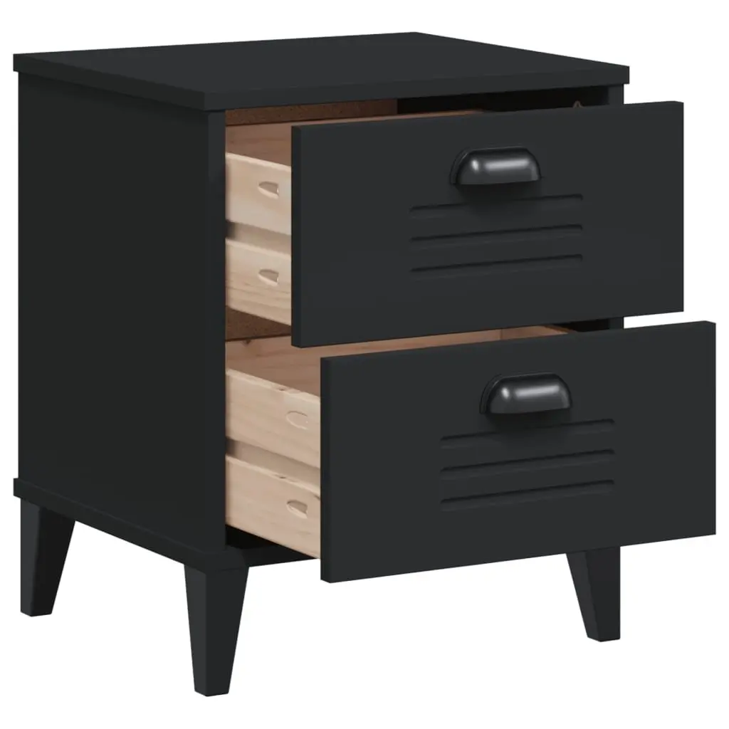 Black Engineered Wood Nightstand Storage Table Bedroom or Living Room Furniture