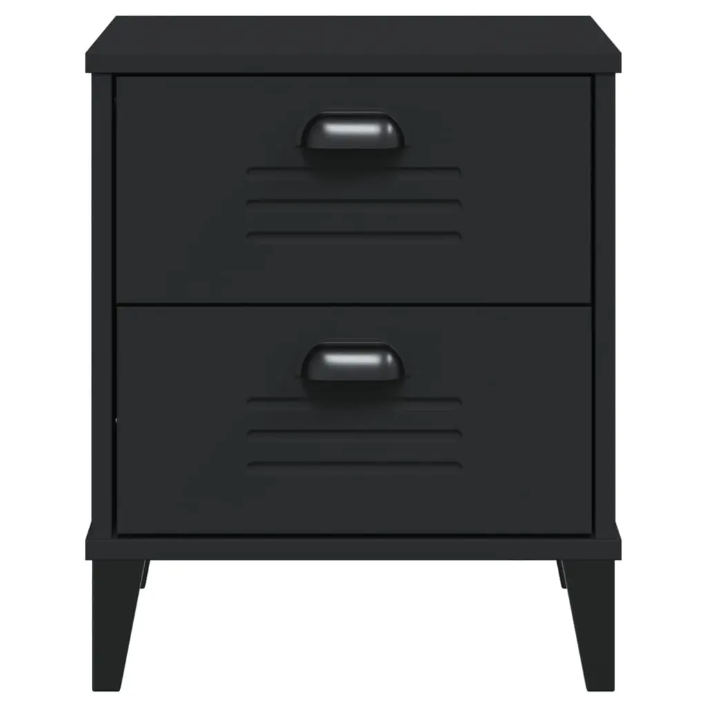 Black Engineered Wood Nightstand Storage Table Bedroom or Living Room Furniture