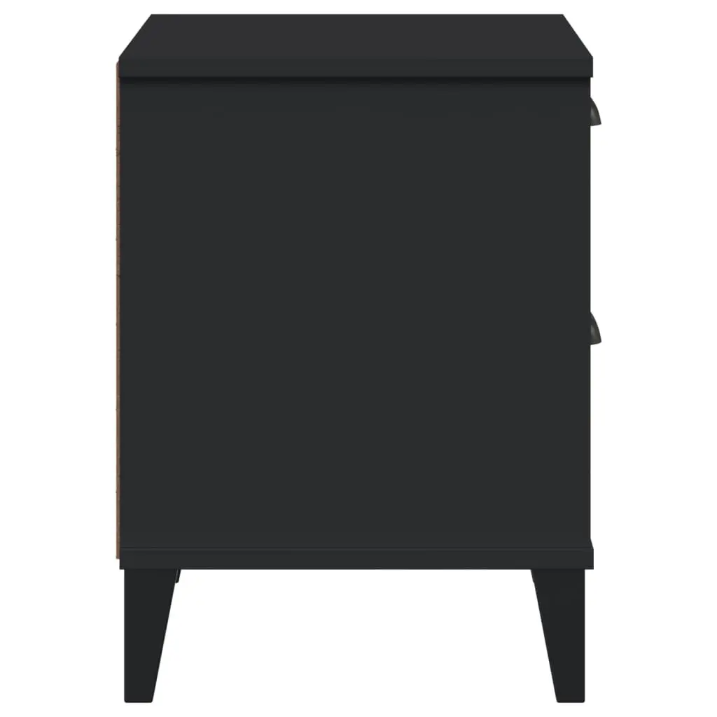 Black Engineered Wood Nightstand Storage Table Bedroom or Living Room Furniture