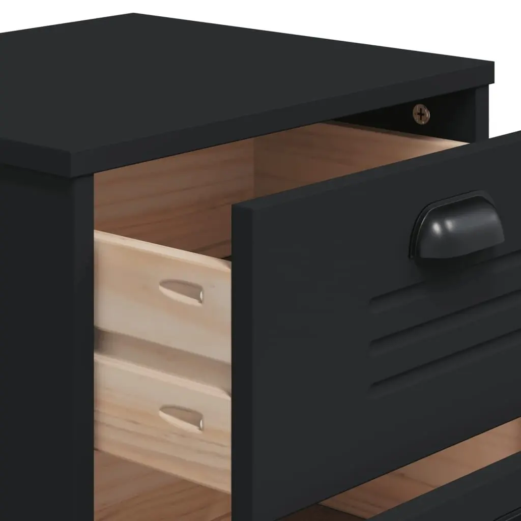 Black Engineered Wood Nightstand Storage Table Bedroom or Living Room Furniture