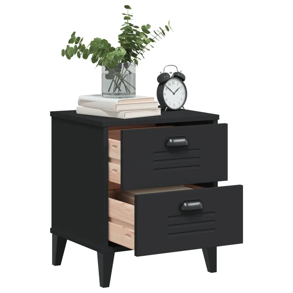 Black Engineered Wood Nightstand Storage Table Bedroom or Living Room Furniture