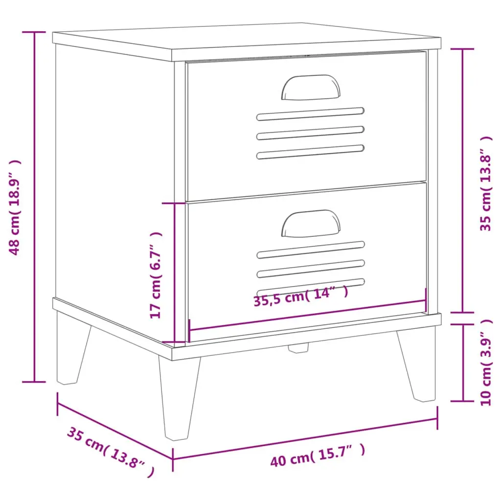 Black Engineered Wood Nightstand Storage Table Bedroom or Living Room Furniture