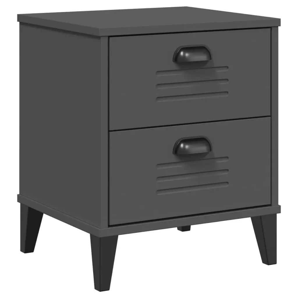 Engineered Wood Bedside Cabinet Anthracite Grey Nightstand Storage Bedroom