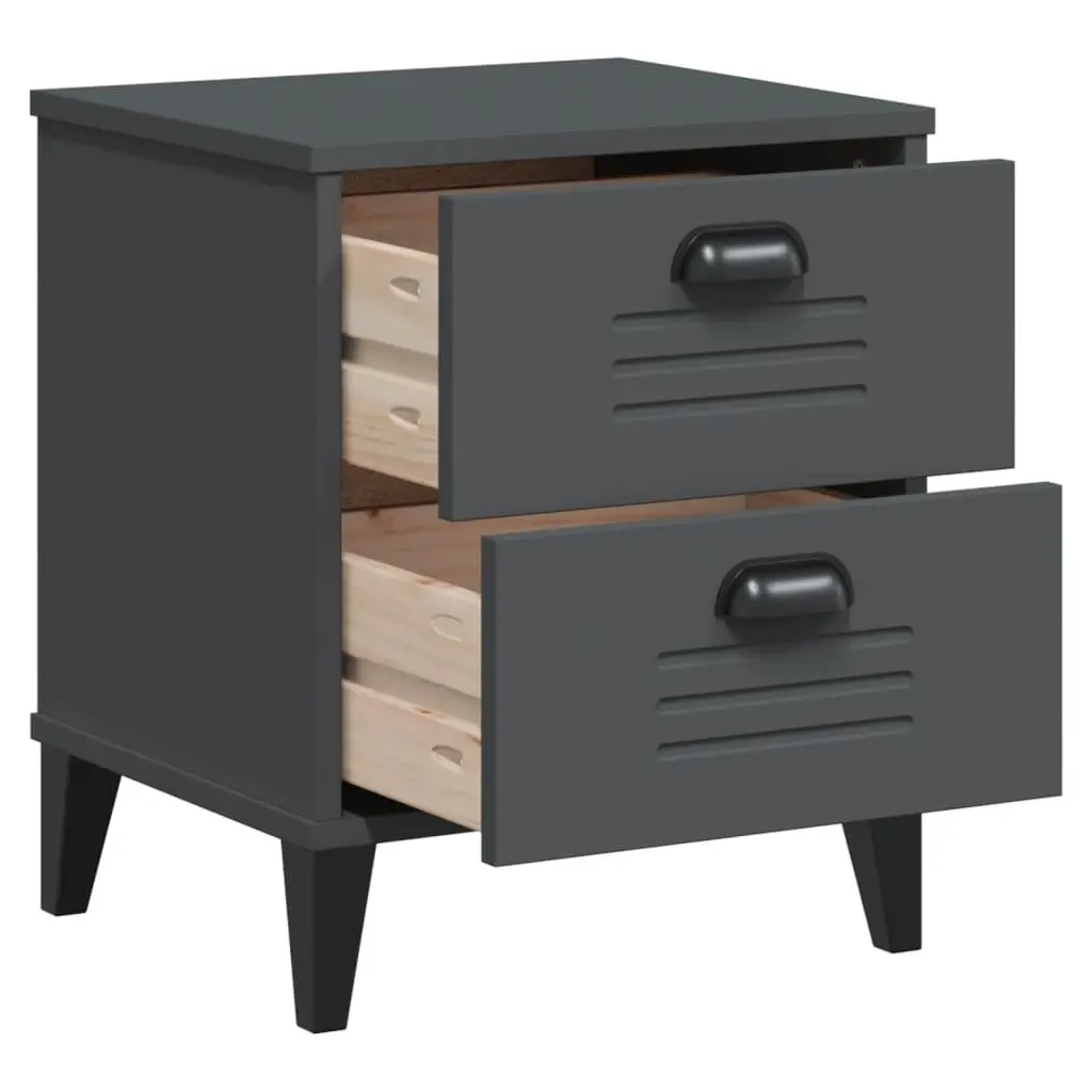 Engineered Wood Bedside Cabinet Anthracite Grey Nightstand Storage Bedroom