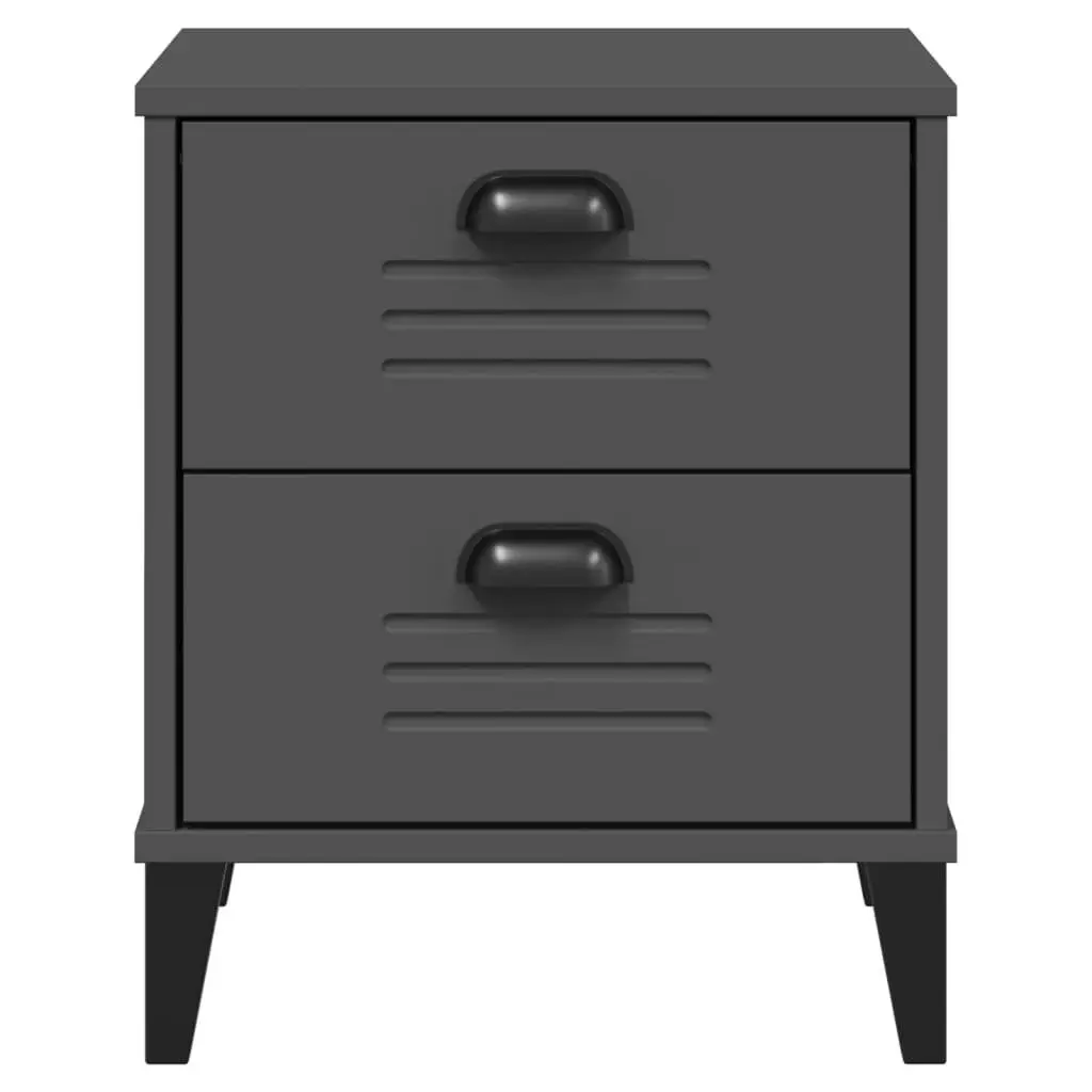 Engineered Wood Bedside Cabinet Anthracite Grey Nightstand Storage Bedroom