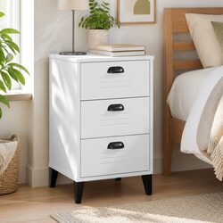 Charming White Engineered Wood Nightstand for Storage