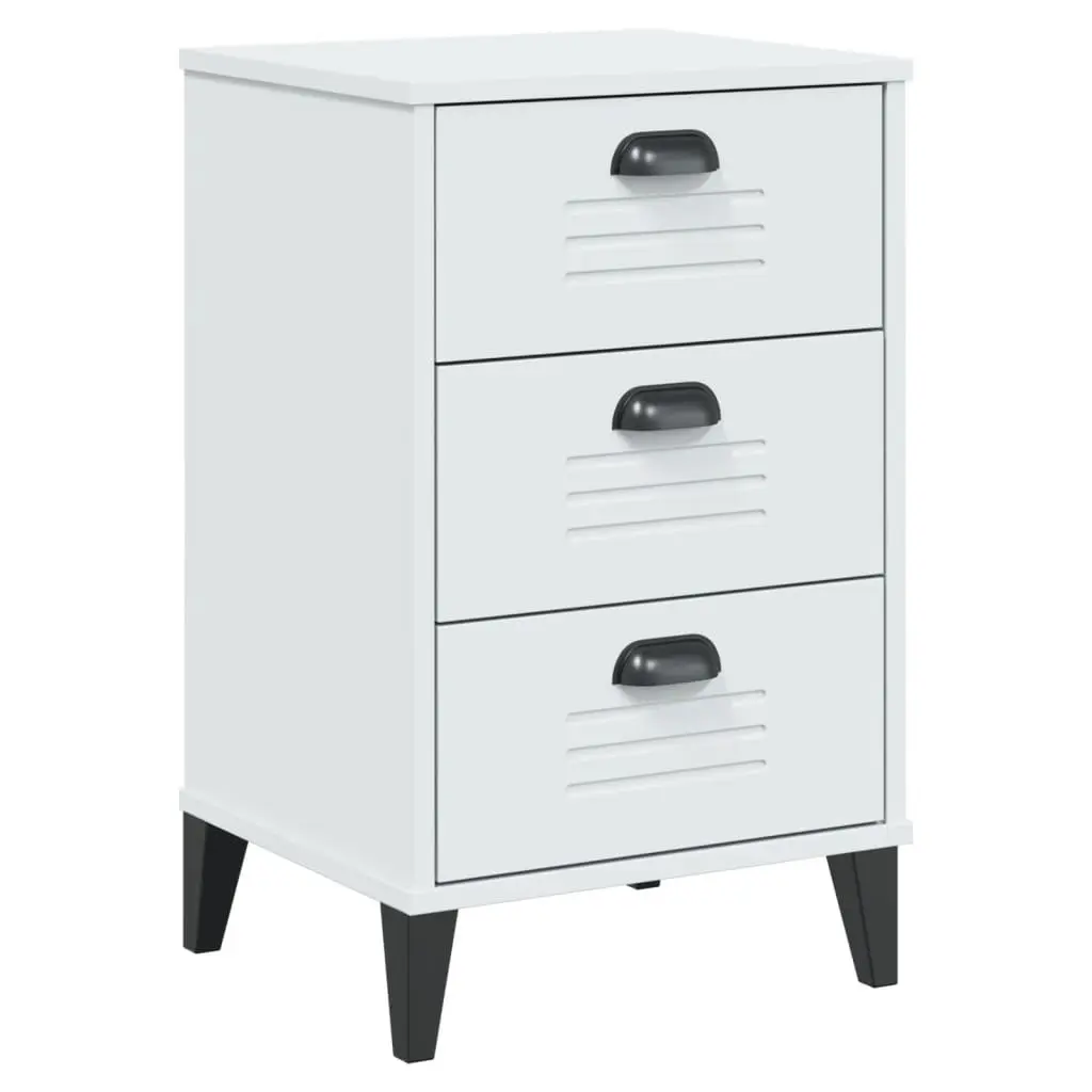 Bedside Cabinet White Engineered Wood Bedroom Storage Table