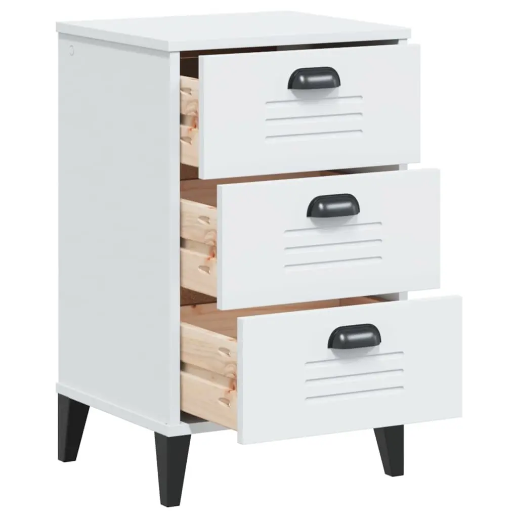 Bedside Cabinet White Engineered Wood Bedroom Storage Table
