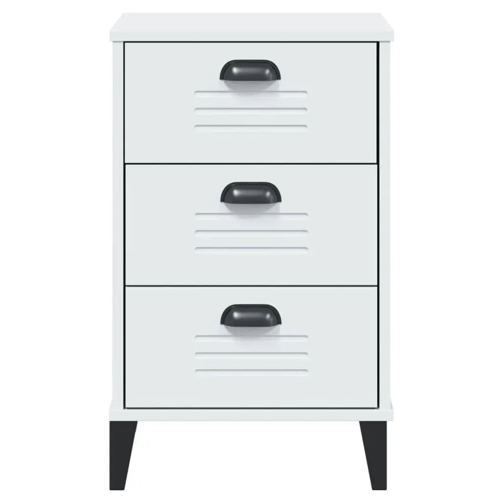 Bedside Cabinet White Engineered Wood Bedroom Storage Table