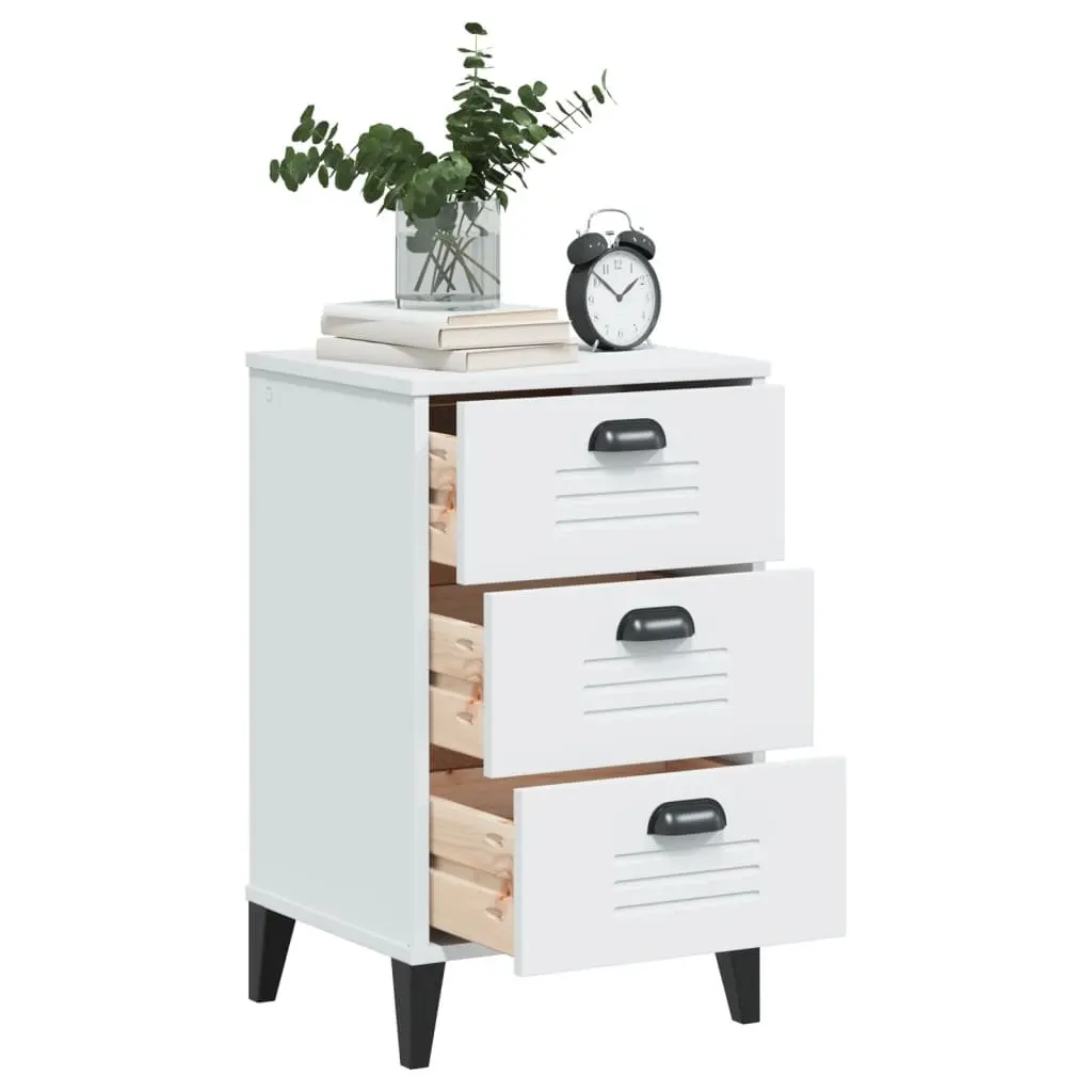Bedside Cabinet White Engineered Wood Bedroom Storage Table