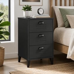 Charming Black Engineered Wood Bedside Cabinet