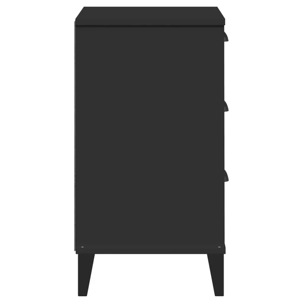 Engineered Wood Black Nightstand Storage Bedside Cabinet for Bedroom