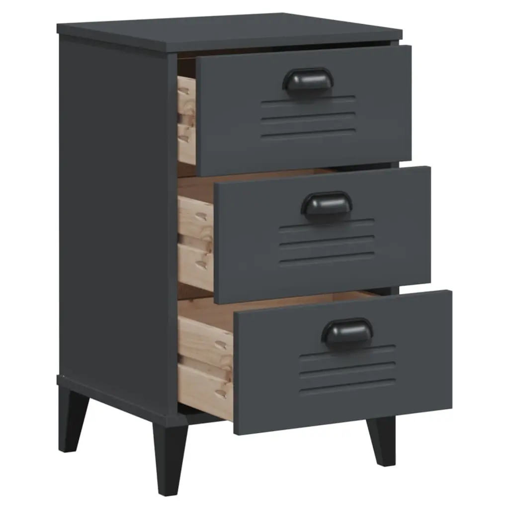 Bedside Cabinet Industrial Anthracite Grey Engineered Wood