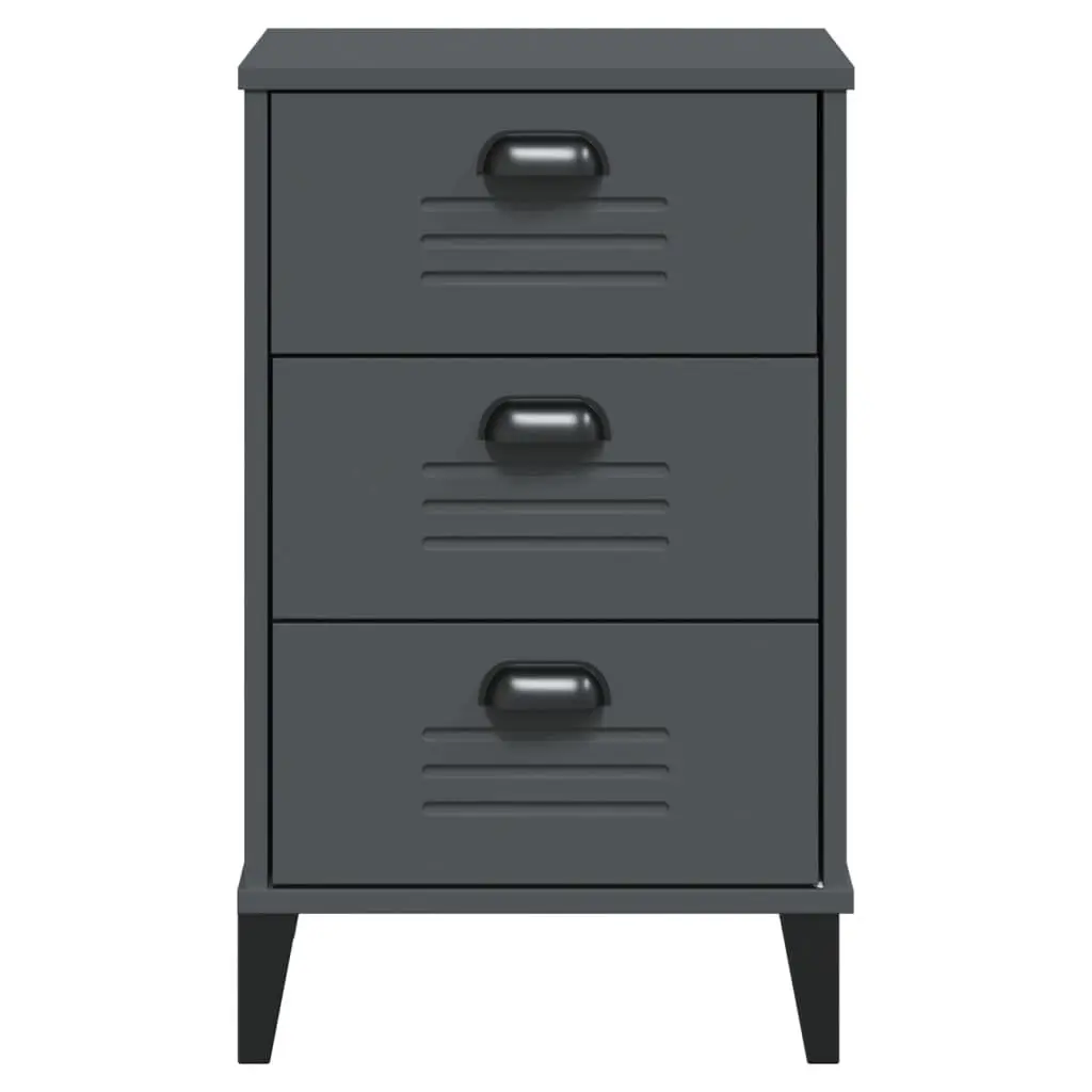 Bedside Cabinet Industrial Anthracite Grey Engineered Wood