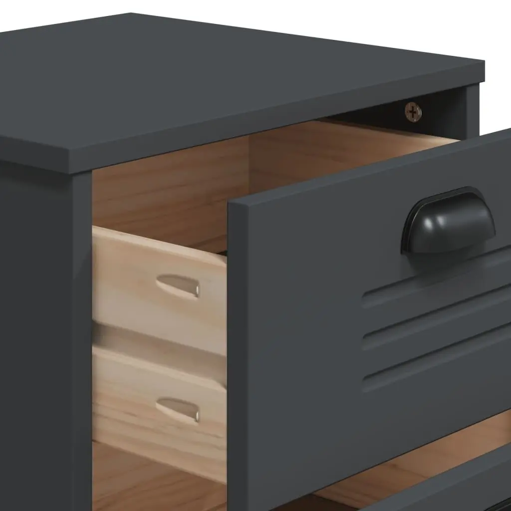 Bedside Cabinet Industrial Anthracite Grey Engineered Wood