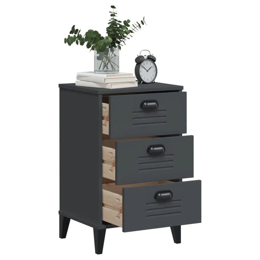 Bedside Cabinet Industrial Anthracite Grey Engineered Wood