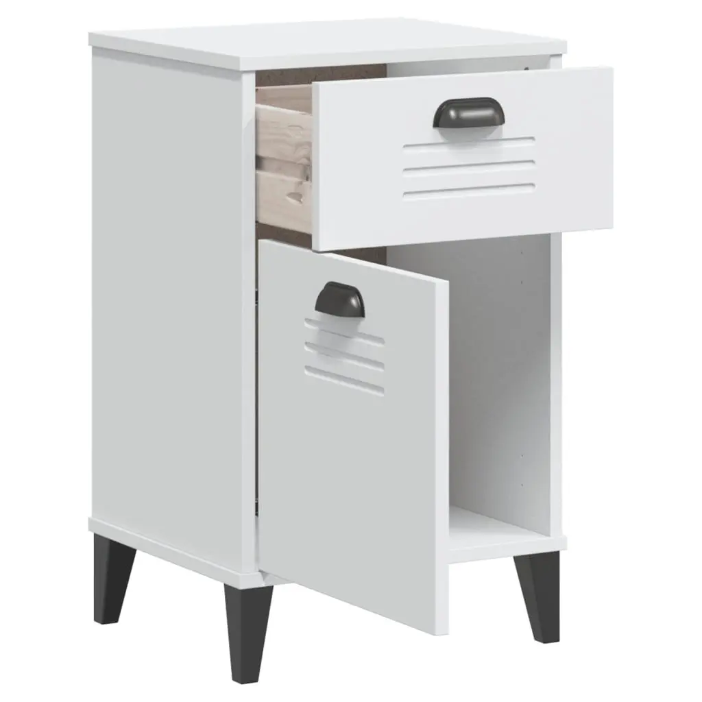 White Nightstand Storage Table Bedroom Bedside Cabinet Engineered Wood with Handles
