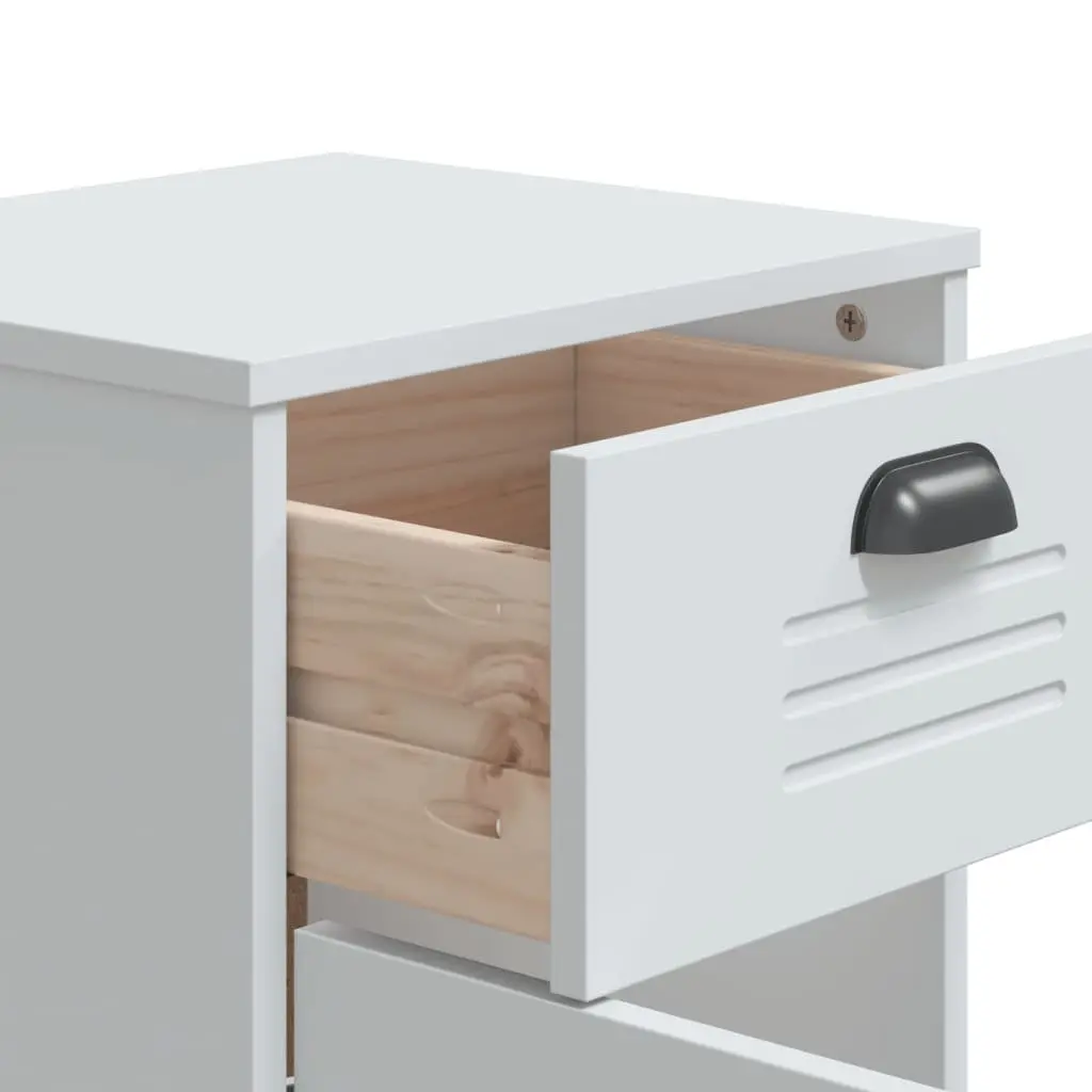 White Nightstand Storage Table Bedroom Bedside Cabinet Engineered Wood with Handles