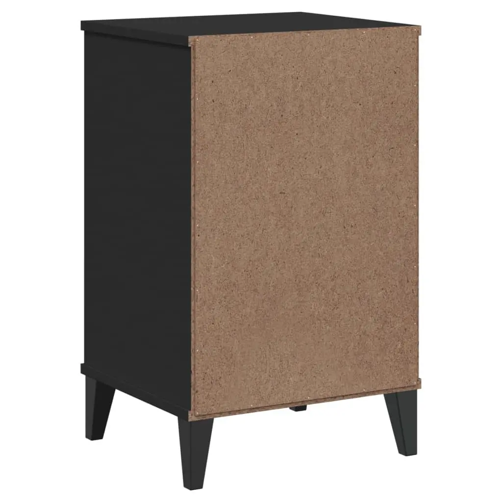 Bedside Table Black Engineered Wood Nightstand Industrial Style Storage Cabinet