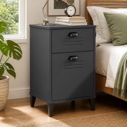 Anthracite Grey Engineered Wood Nightstand