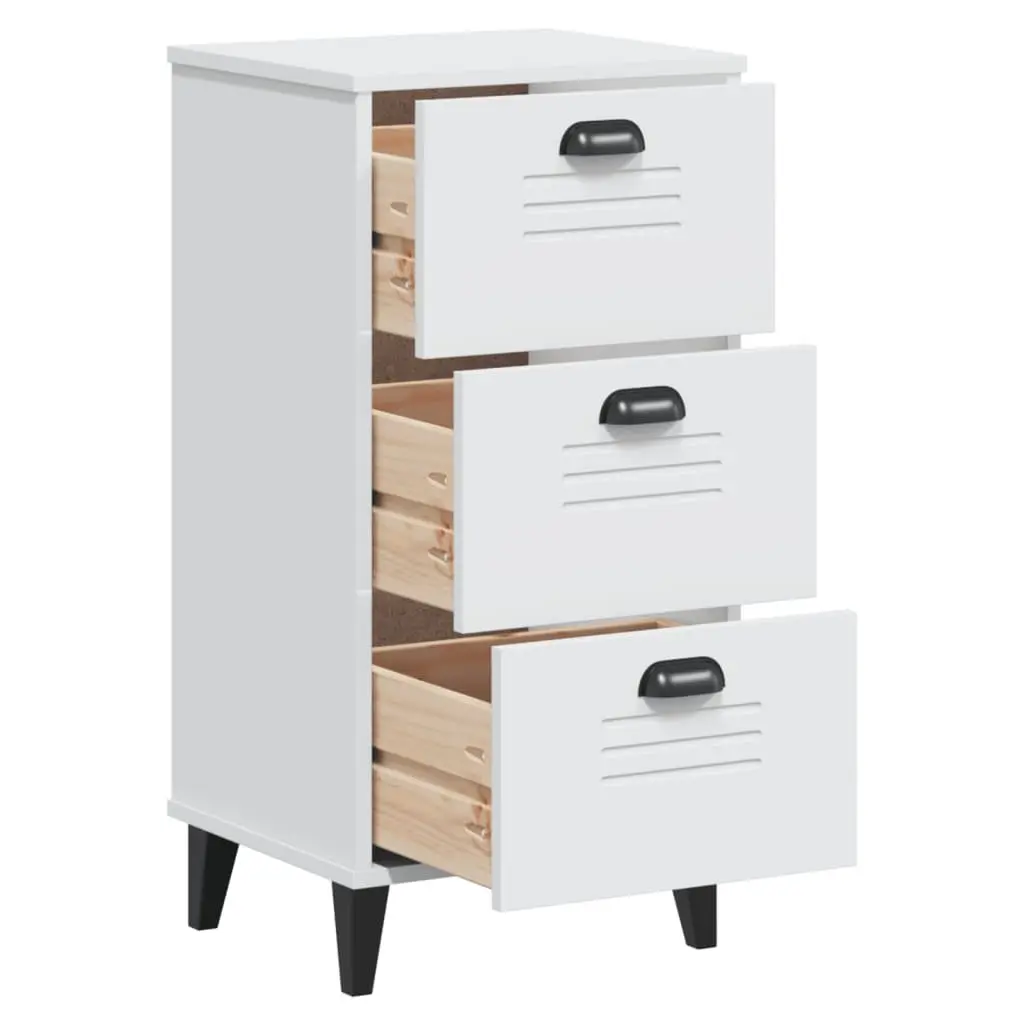 Bedside Cabinet White Engineered Wood Nightstand Bedroom Storage Table