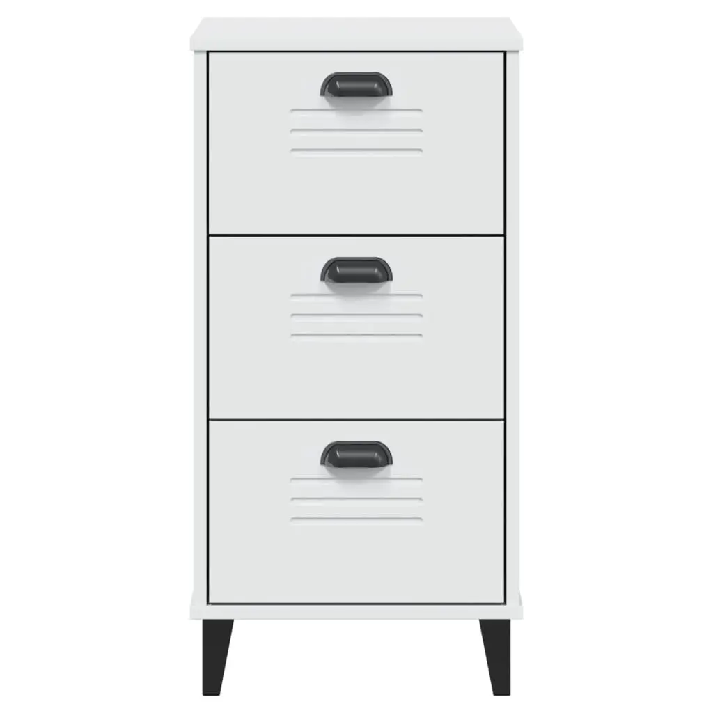Bedside Cabinet White Engineered Wood Nightstand Bedroom Storage Table