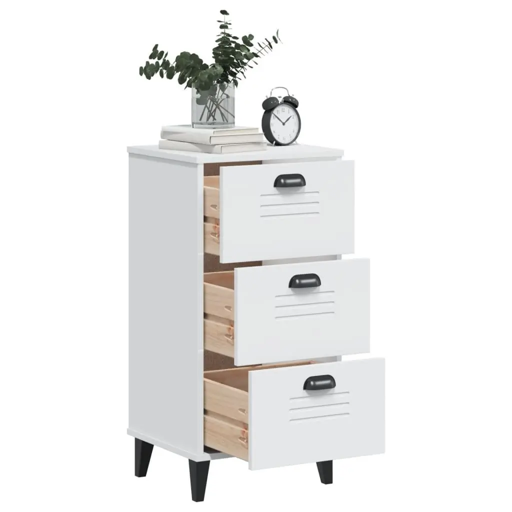 Bedside Cabinet White Engineered Wood Nightstand Bedroom Storage Table