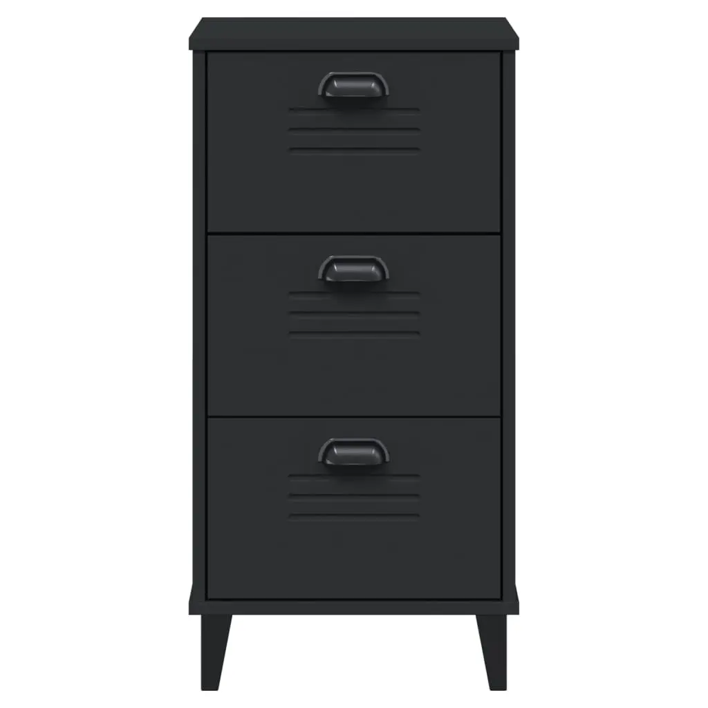 Bedside Cabinet Nightstand Bedroom Storage End Table Black Engineered Wood