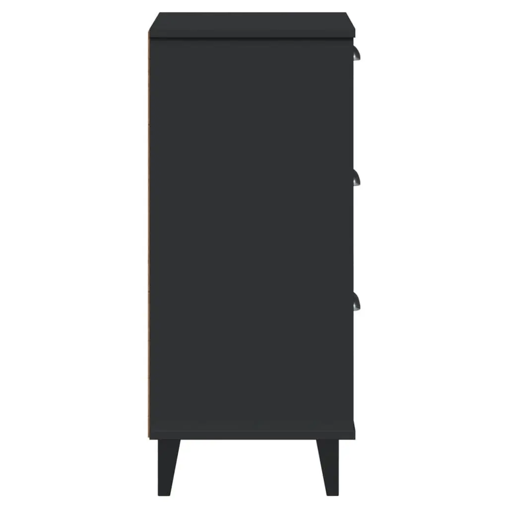 Bedside Cabinet Nightstand Bedroom Storage End Table Black Engineered Wood