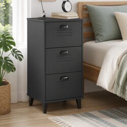 Anthracite Grey Engineered Wood Bedside Cabinet
