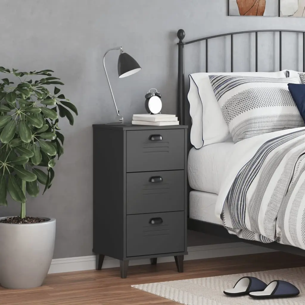 Anthracite Grey Engineered Wood Bedside Cabinet
