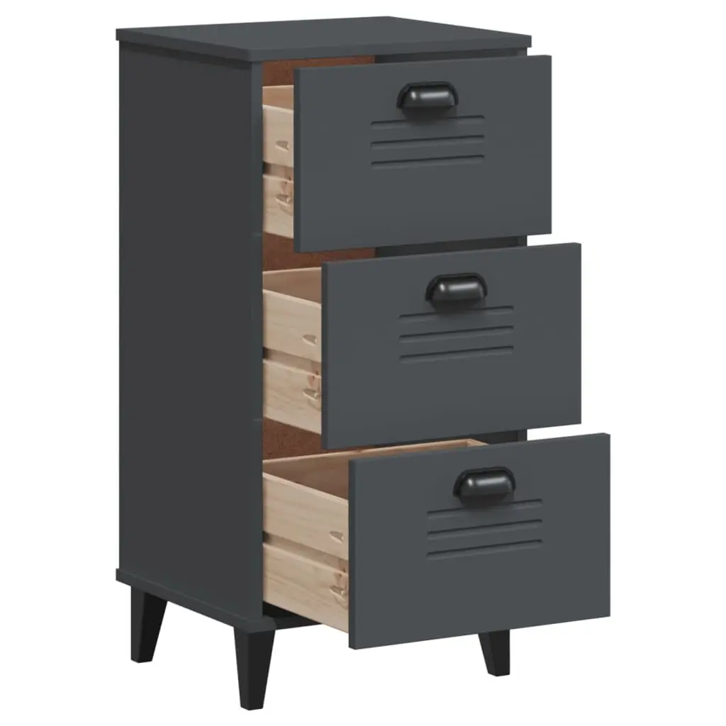 Anthracite Grey Engineered Wood Bedside Cabinet