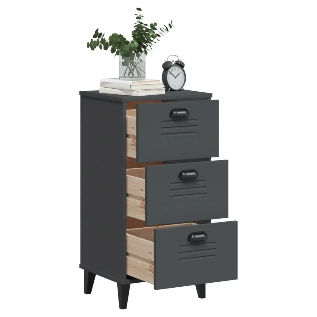 Anthracite Grey Engineered Wood Bedside Cabinet
