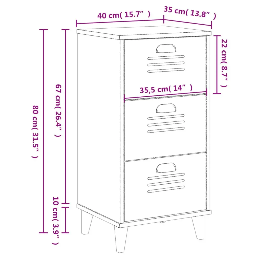 Anthracite Grey Engineered Wood Bedside Cabinet