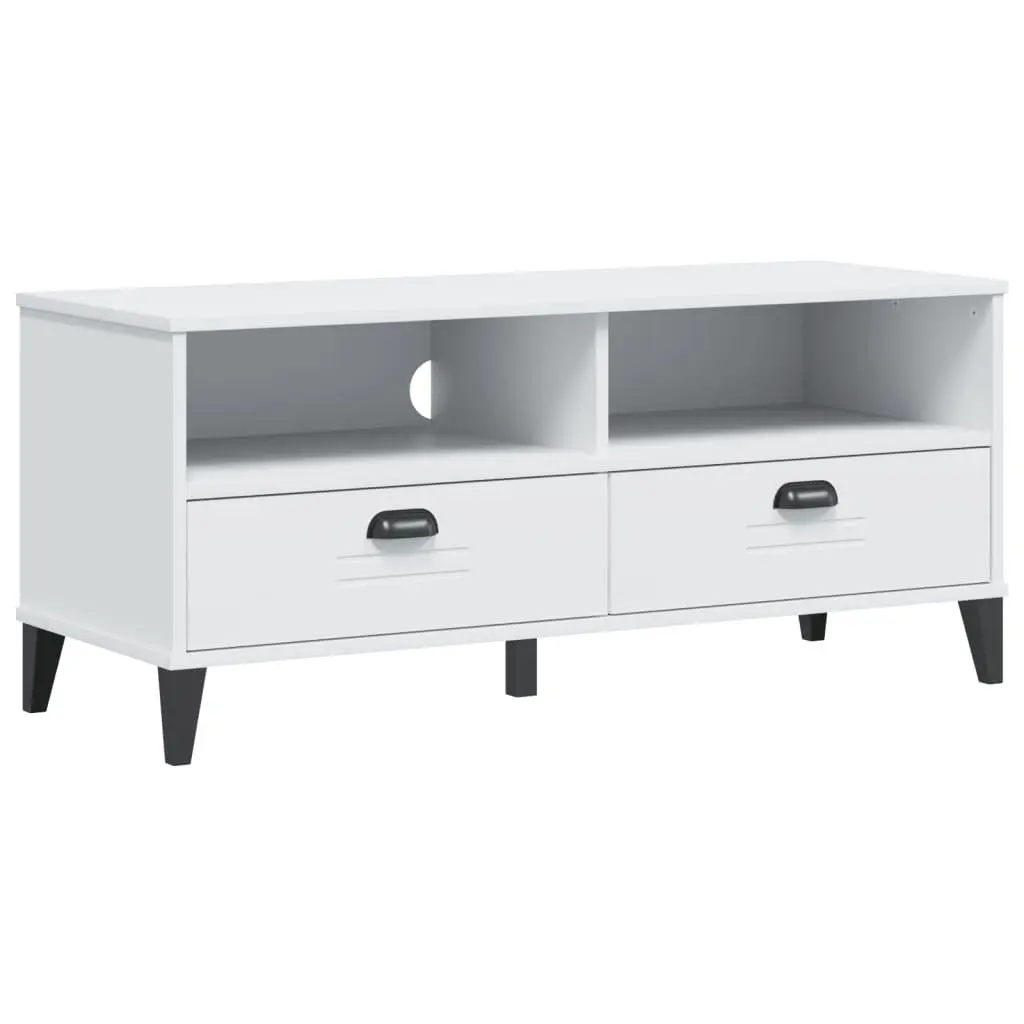 White Engineered Wood TV Cabinet for Media Storage