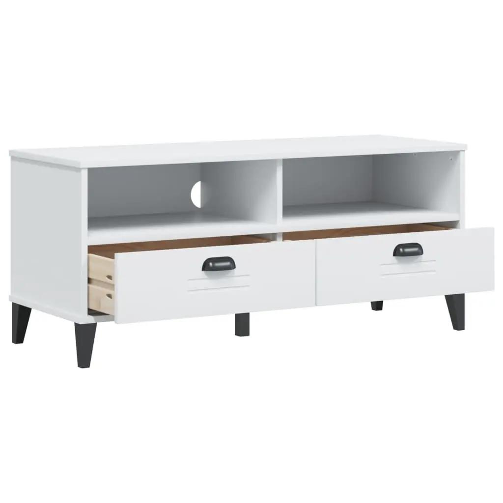 White Engineered Wood TV Cabinet for Media Storage