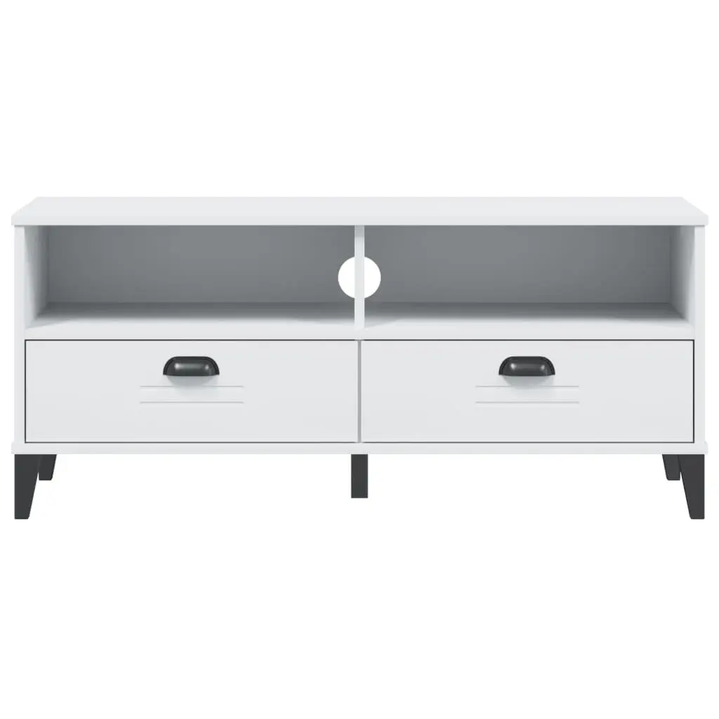 White Engineered Wood TV Cabinet for Media Storage