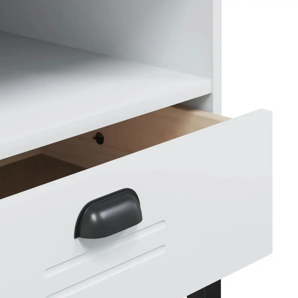 White Engineered Wood TV Cabinet for Media Storage