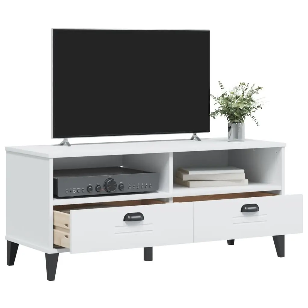 White Engineered Wood TV Cabinet for Media Storage