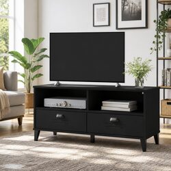 Industrial Design Black TV Cabinet for Living Spaces