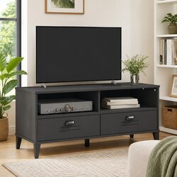 Anthracite Grey Engineered Wood TV Cabinet for Living Rooms