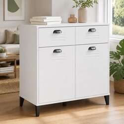 White Industrial Design Sideboard Storage Cabinet 80x40x80 cm