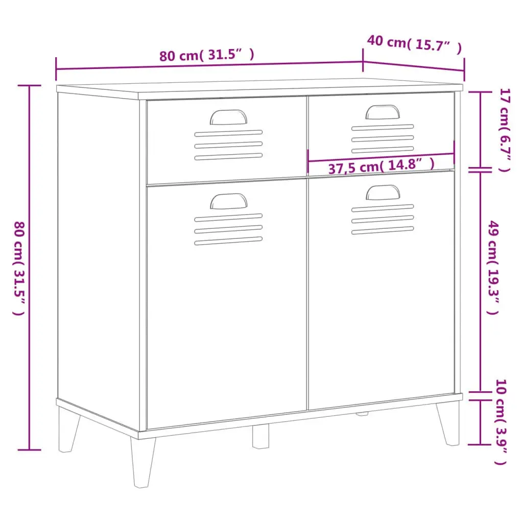 Sideboard White Industrial Design Storage Cabinet 80x40x80 cm Engineered Wood