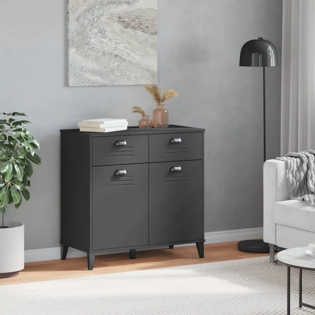 Sideboard Industrial Design Anthracite Grey Storage Cabinet Buffet Hallway