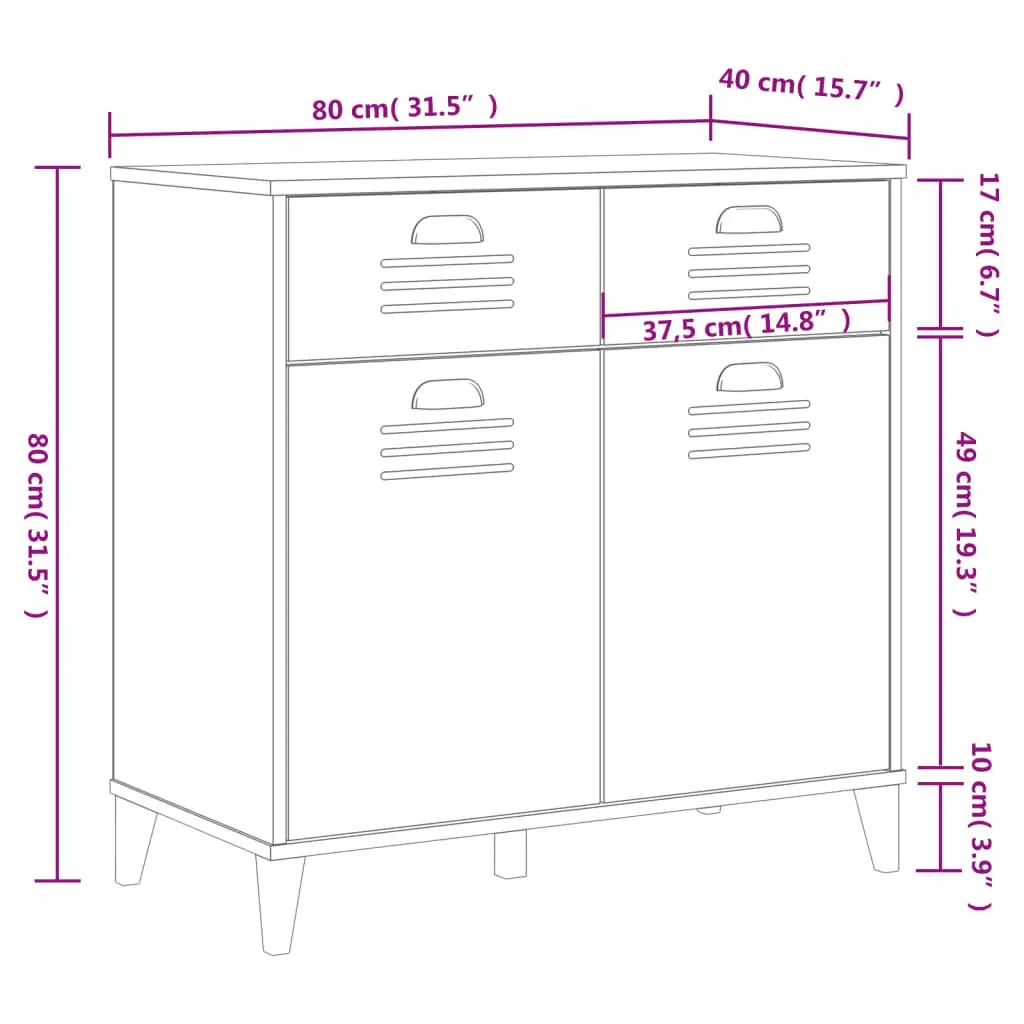 Sideboard Industrial Design Anthracite Grey Storage Cabinet Buffet Hallway