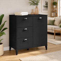 Black Industrial Sideboard with Ample Storage
